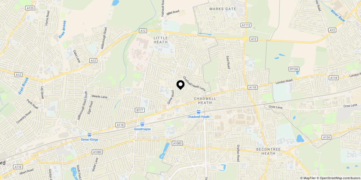 Approximate location of Hawkridge Close, Romford, RM6 4NR