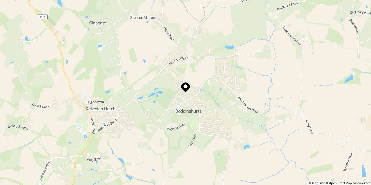Approximate location of The Gardens, Doddinghurst, Brentwood, CM15 0LU